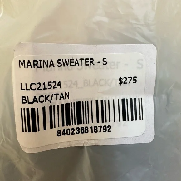 NEW La Ligne Marina Sweater. Black/Tan. S. NWT.